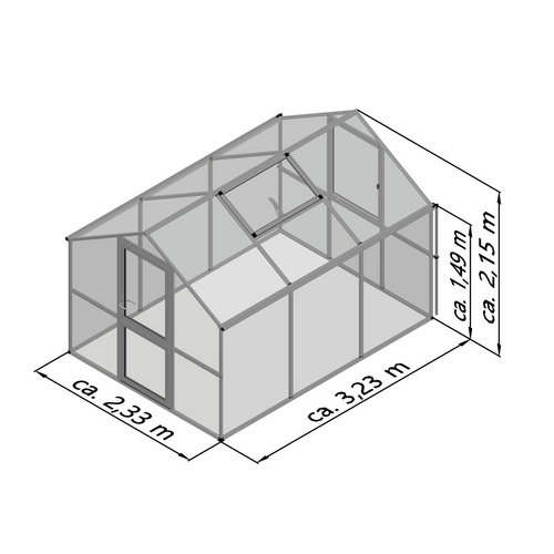 KGT Gewächshaus »Rose«, 7,53 m², Kunststoff/Aluminium, winterfest - gruen