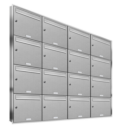 AL BRIEFKASTENSYSTEME Briefkasten, Parteien: 16, Unterputzmontage, BxHxT: 153,227 x 140,8 x 11,6 cm - silberfarben AL BRIEFKASTENSYSTEME Briefkasten, Parteien: 16, Unterputzmontage, BxHxT: 153,227 x 140,8 x 11,6 cm - silberfarben