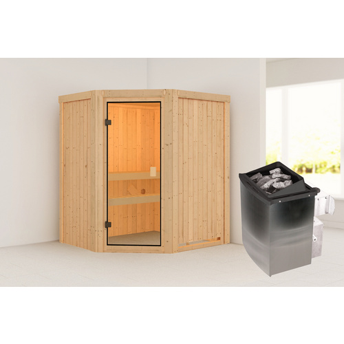 KARIBU Sauna »Käsma«, BxTxH: 170 x 151 x 198 cm, 9 kW Ofen, für 4 Personen - braun