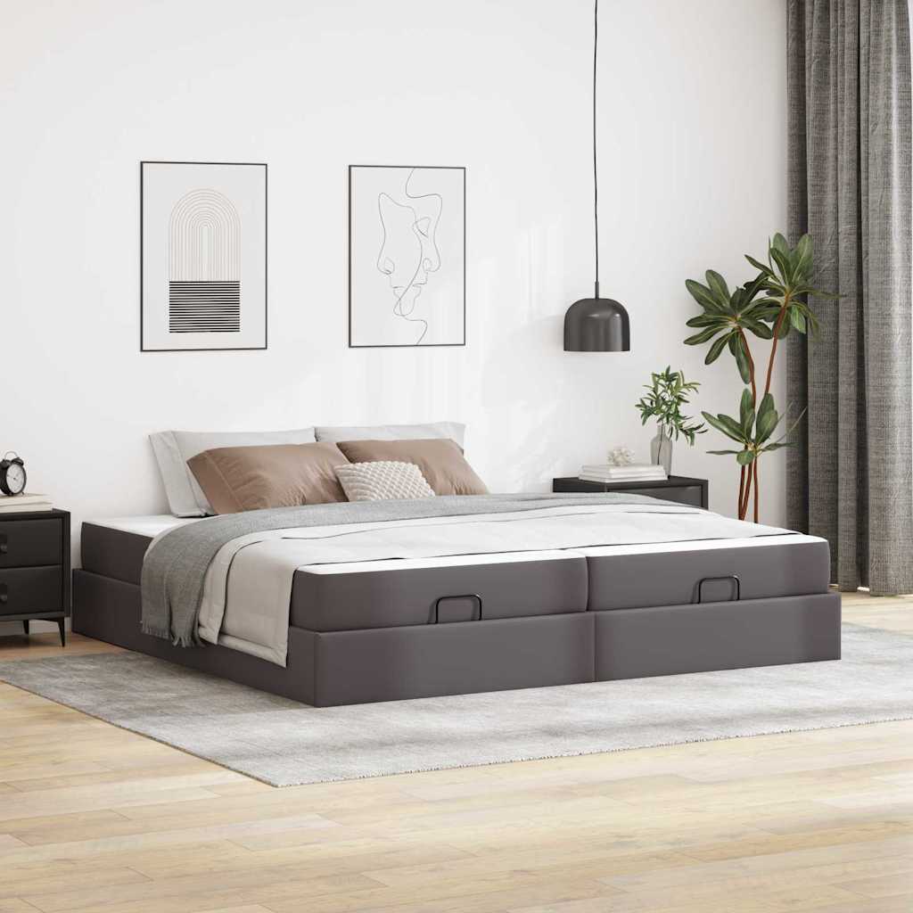 Bettgestell Mit Matratze Mit Matratze 2 Pcs Grau Pvc Vidaxl Bettgestell Mit Matratze Mit Matratze 2 Pcs Grau Pvc Vidaxl