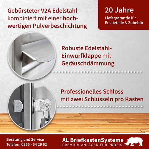 AL BRIEFKASTENSYSTEME Briefkasten, Parteien: 16, Unterputzmontage, BxHxT: 153,227 x 140,8 x 11,6 cm - silberfarben - Gallery 4 AL BRIEFKASTENSYSTEME Briefkasten, Parteien: 16, Unterputzmontage, BxHxT: 153,227 x 140,8 x 11,6 cm - silberfarben