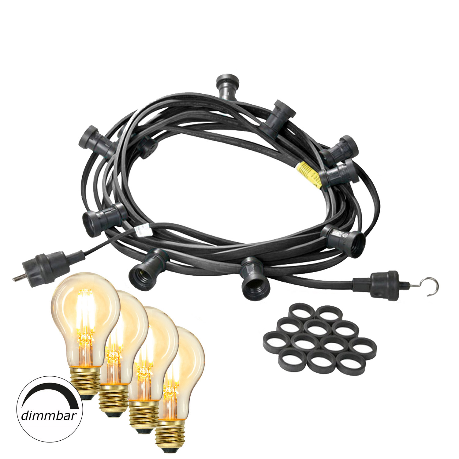 Illu-/Partylichterkette 40m - Außenlichterkette schwarz Made in Germany 60xdimmbares Leuchtmittel