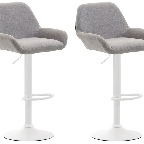2er Set Barhocker Braga Stoff weiß grau
