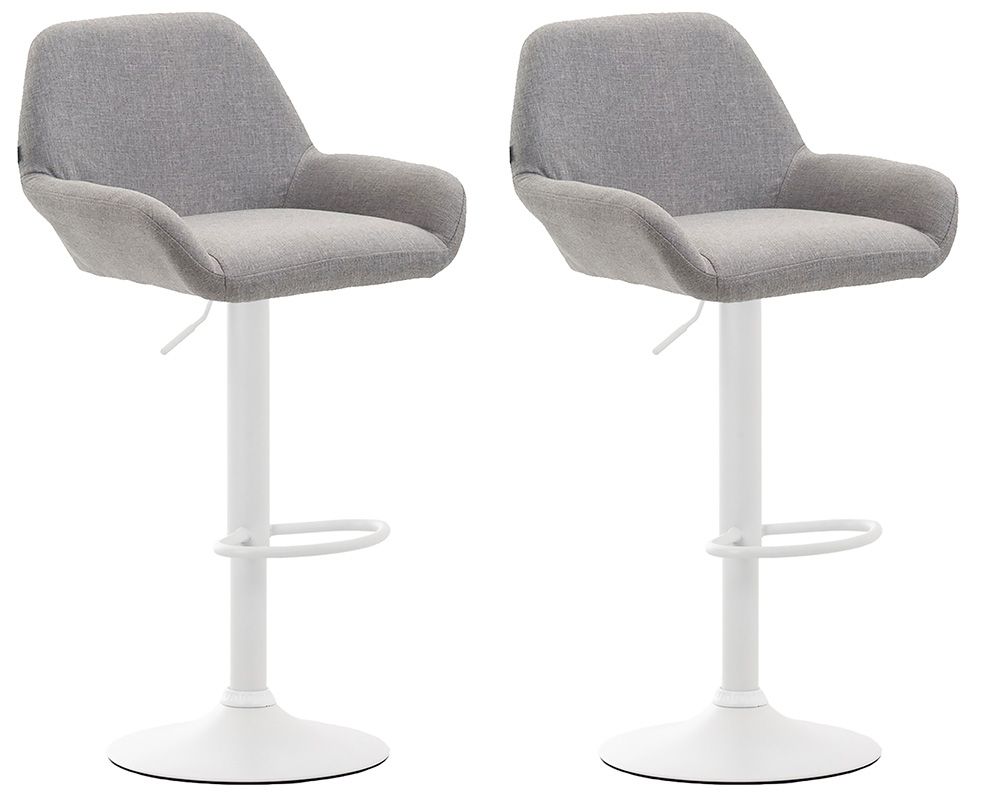 2er Set Barhocker Braga Stoff weiß grau 2er Set Barhocker Braga Stoff weiß grau