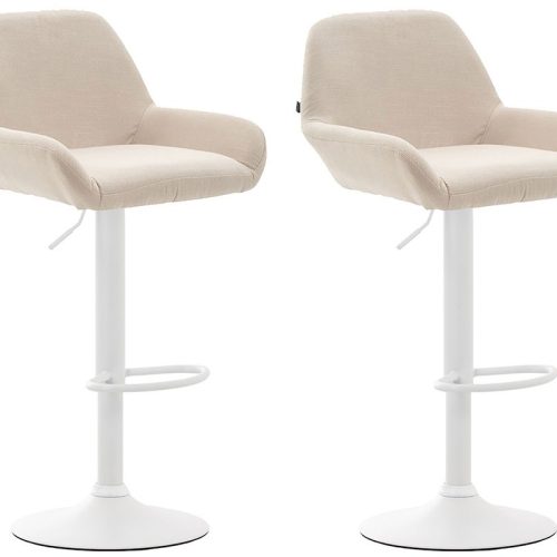 2er Set Barhocker Braga Stoff weiß creme