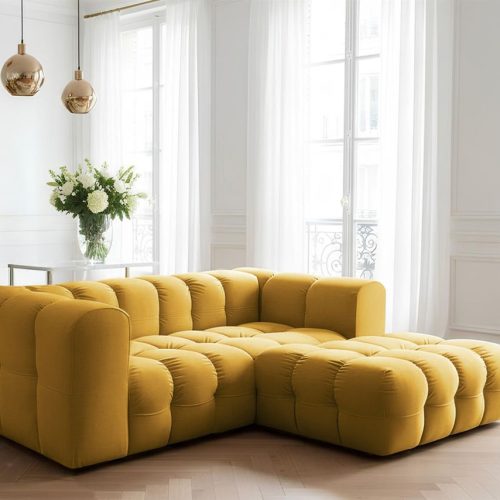 Ecksofa Designersofa Solvie Xs In Stoff Tiffani Honiggelb Ottomane Rechts