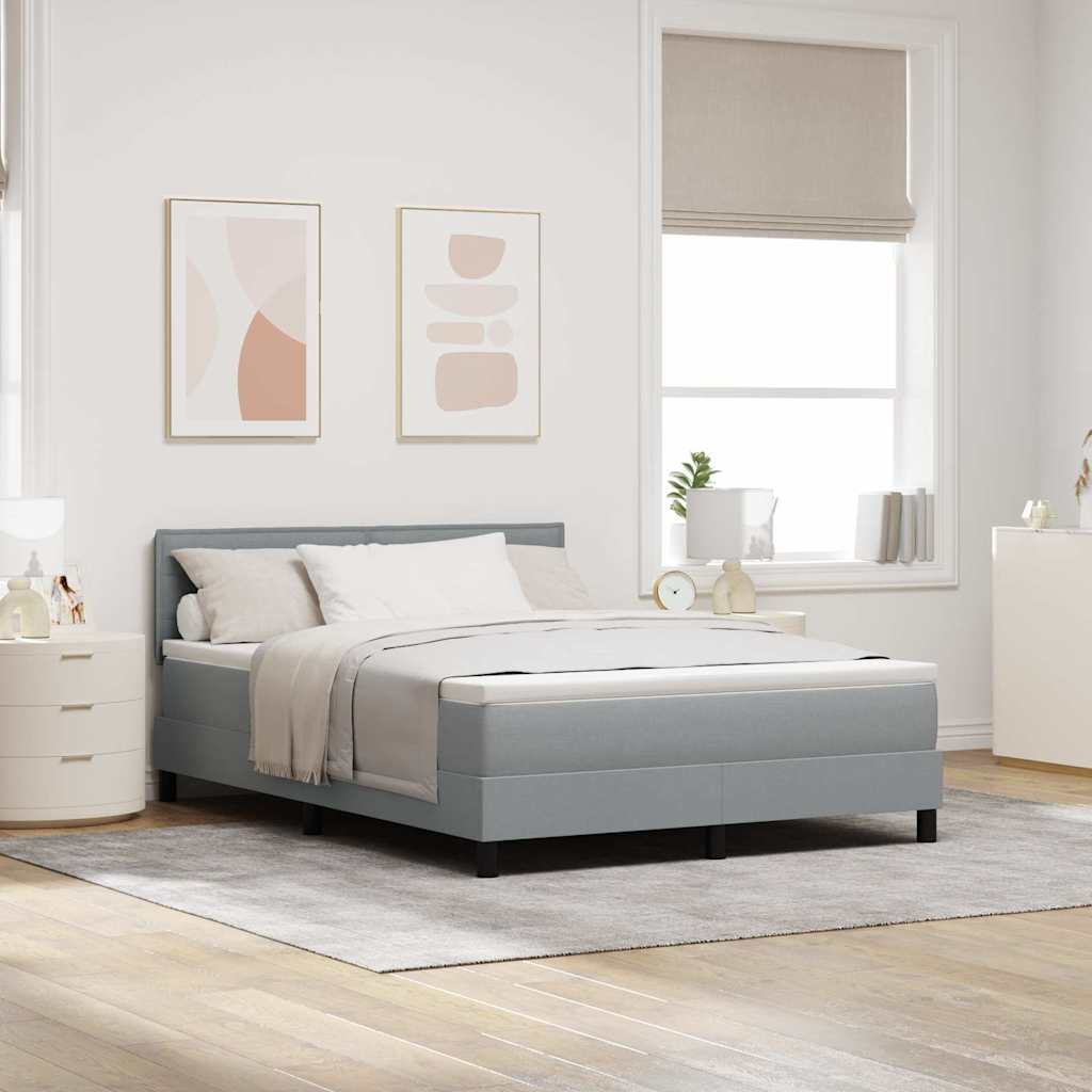 Boxspringbett Mit Led-lichtleisten Hellgrau 160 X 200 Cm Stoff Vidaxl Boxspringbett Mit Led-lichtleisten Hellgrau 160 X 200 Cm Stoff Vidaxl