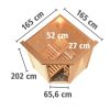 Karibu Sauna Larin mit Eckeinstieg 68 mm-9 kW Ofen integr. Steuerung-ohne Dachkranz- Isolierte Saunatür