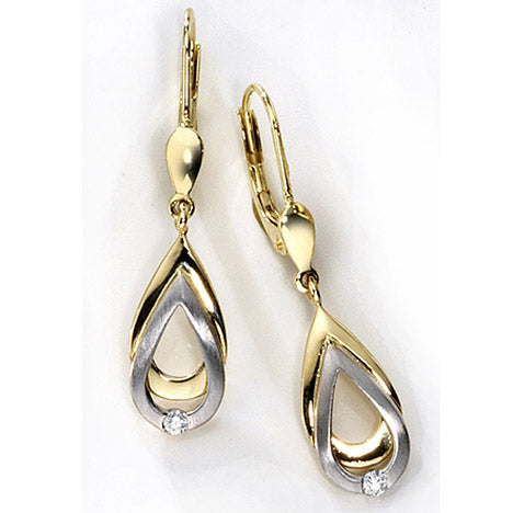 Ohrhänger 585 Gold Gelbgold Weißgold bicolor 2 Diamanten Brillanten Ohrringe