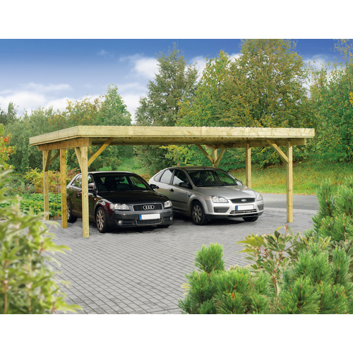 Mr. GARDENER Doppelcarport »Hamburg 1«, Außenmaß BxT: 604 x 504 cm, braun, Holzart: Kiefer