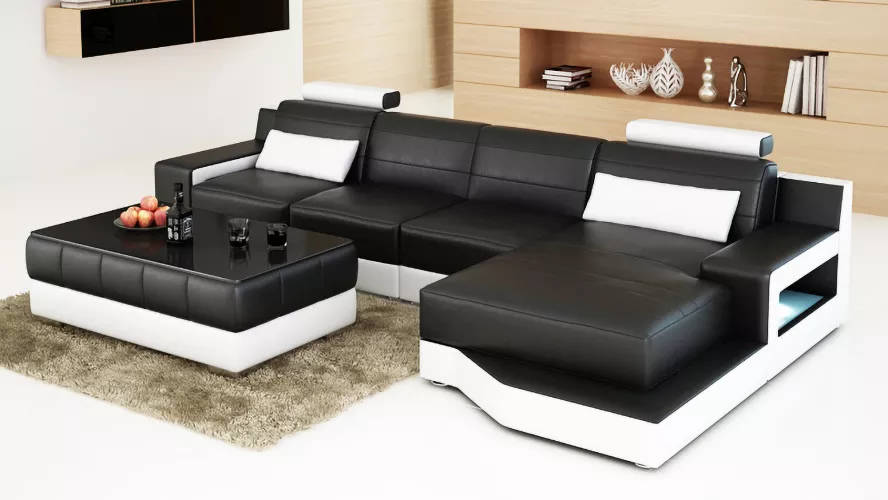 Design Eckgarnitur Sofa Eckcouch Ecksofa Couch Polster Couchtisch Sofas Neu 2tlg