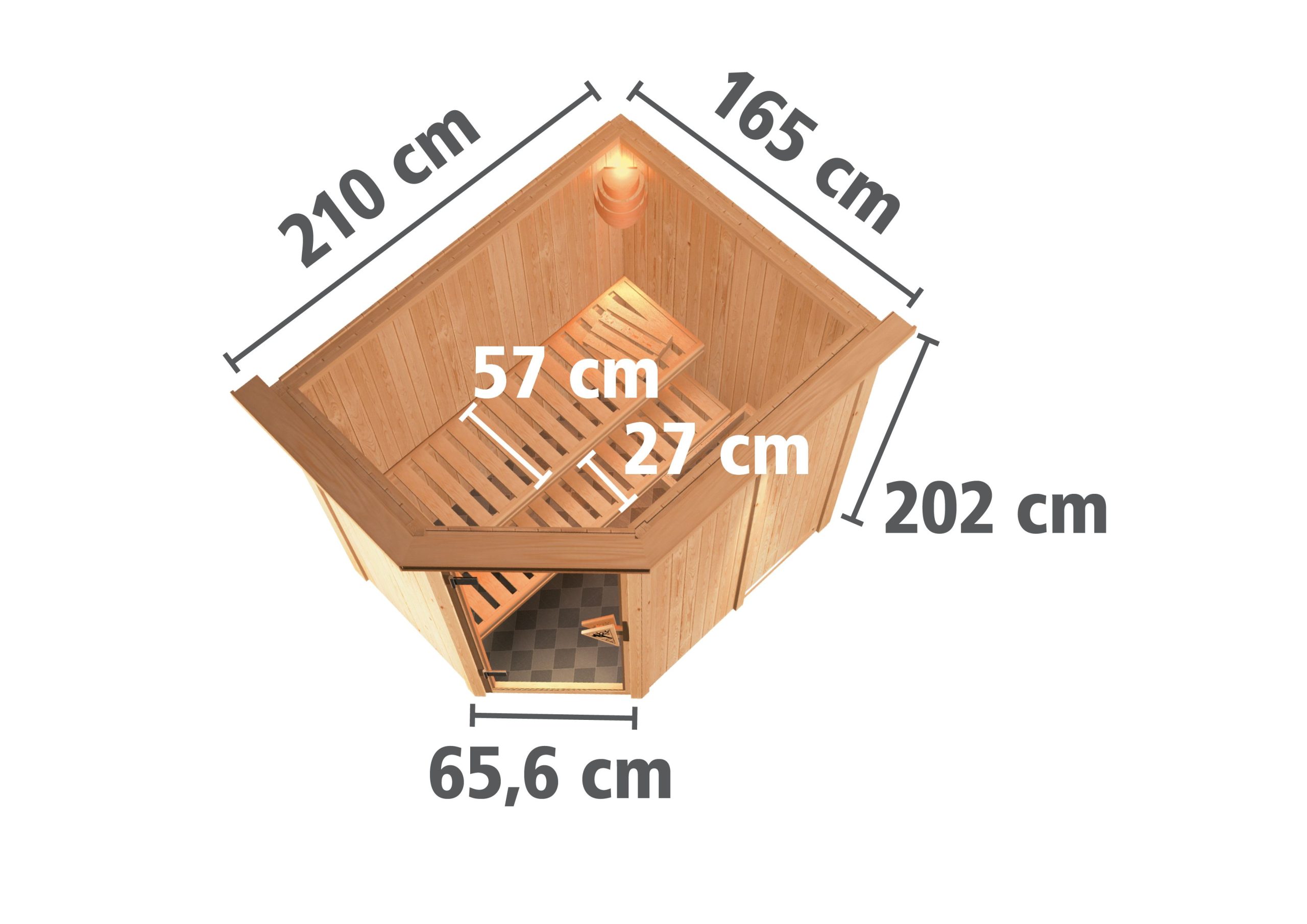 Karibu Sauna Carin mit Eckeinstieg 68 mm-9 kW Ofen inkl. Steuergerät-ohne Dachkranz-Ganzglastür in Graphit-Optik - Gallery 4 Karibu Sauna Carin mit Eckeinstieg 68 mm-9 kW Ofen inkl. Steuergerät-ohne Dachkranz-Ganzglastür in Graphit-Optik