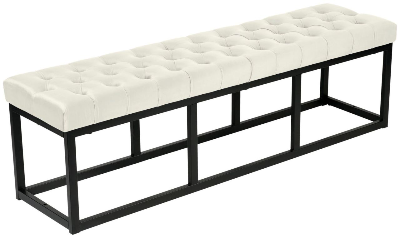 Sitzbank Polson Samt Schwarz 150 cm creme