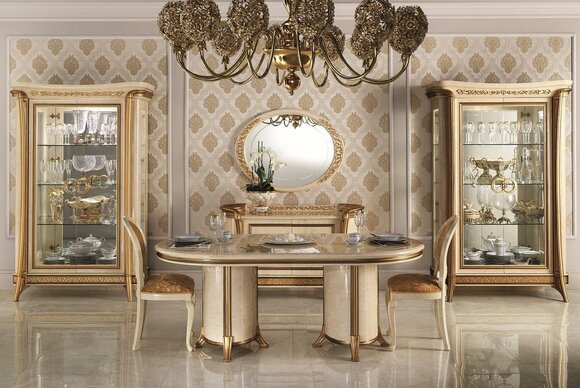 Esstisch Tisch Möbel kommode Vitrine Set 5tlg. Gruppe Design Esszimmer Garnitur Esstisch Tisch Möbel kommode Vitrine Set 5tlg. Gruppe Design Esszimmer Garnitur