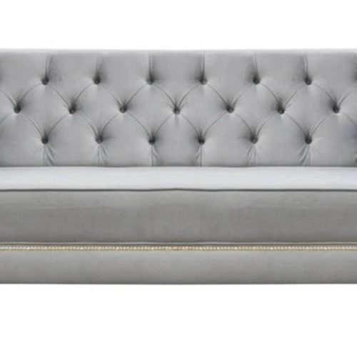 Luxus Graue Chesterfield Samt Dreisitzer Polster Möbel Hotel Wohnzimmer Praxis