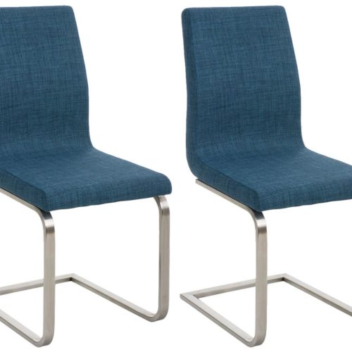 2er Set Esszimmerstühle Belfort Stoff blau
