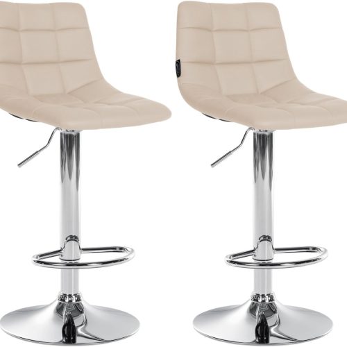 2er Set Barhocker Jerry Kunstleder chrom creme