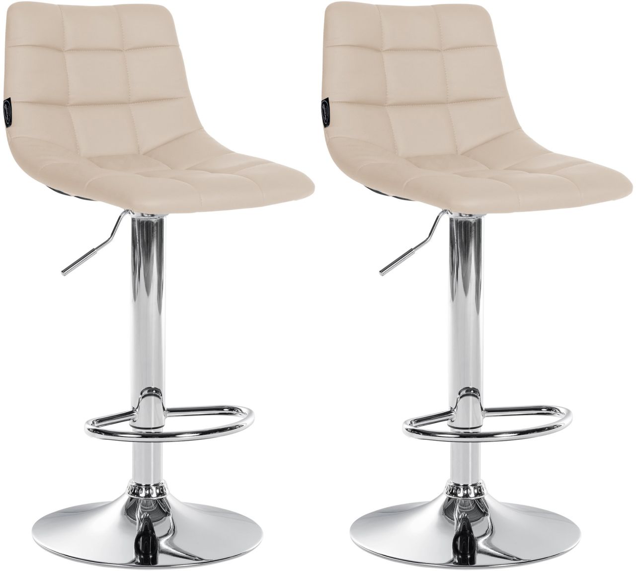 2er Set Barhocker Jerry Kunstleder chrom creme 2er Set Barhocker Jerry Kunstleder chrom creme