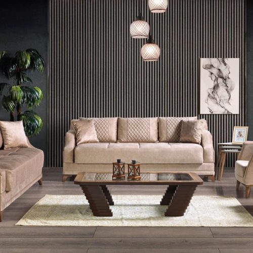 Sofagarnitur 3+2+1+1 Sitzer Sessel Garnitur Modern Relax Möbel Beige Luxus