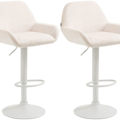 2er Set Barhocker Braga Samt weiß creme