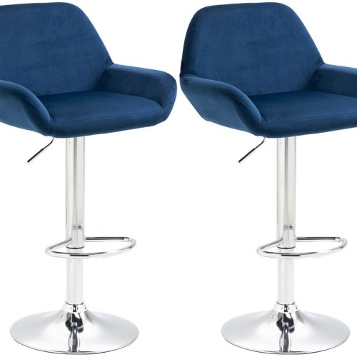 2er Set Barhocker Braga Samt chrom blau