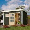 Karibu Gartensauna Pultdach Saunahaus Skrollan 1 mit Vorraum terragrau Moderne Saunatür (Klarglas) Ohne Ofen - Gallery 2 Karibu Gartensauna Pultdach Saunahaus Skrollan 1 mit Vorraum terragrau Moderne Saunatür (Klarglas) Ohne Ofen