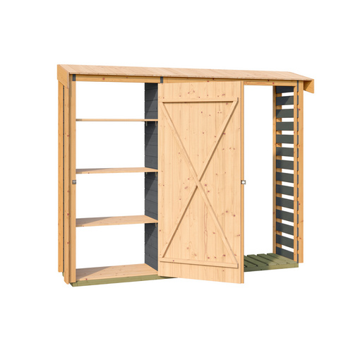 WEKA Holzaufbewahrung, »Killarney«, lasiert, LxBxH: 263,3x54,8x211 cm, anthrazit - schwarz