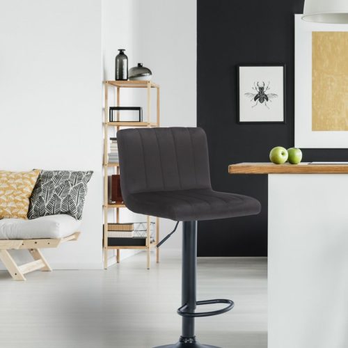 2er Set Barhocker Jamie Samt schwarz 2er Set Barhocker Jamie Samt schwarz