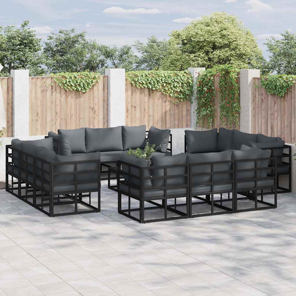 Garten-sofa-set Mit Kissen 12 Pcs Schwarz Aluminium Vidaxl Garten-sofa-set Mit Kissen 12 Pcs Schwarz Aluminium Vidaxl