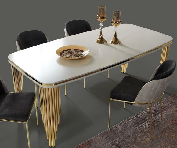 Esstisch Esszimmertisch Essecke Esszimmermöbel Tisch Holz Gold Weiß Sofort