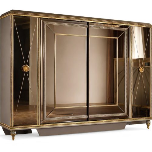 Kleiderschrank Schlafzimmer Schrank Luxus Schränke Viertürig Gold Spiegel Sofort