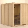 Karibu Sauna Rodin mit Fronteinstieg 68 mm-Ohne Ofen-ohne Dachkranz-Ganzglastür in Graphit-Optik