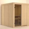 Karibu Sauna Rodin mit Fronteinstieg 68 mm-Ohne Ofen-ohne Dachkranz-Ganzglastür in Graphit-Optik