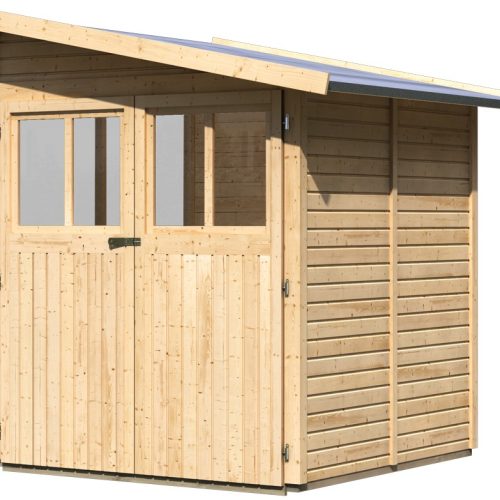 Gartenhaus Holz WANDLITZ 2 181 x 181 m 19 mm Anbauschauppen Naturbelassen
