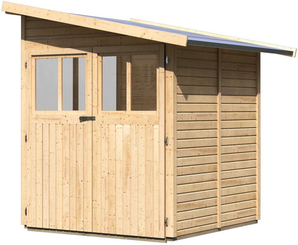 Gartenhaus Holz WANDLITZ 2 181 x 181 m 19 mm Anbauschauppen Naturbelassen Gartenhaus Holz WANDLITZ 2 181 x 181 m 19 mm Anbauschauppen Naturbelassen