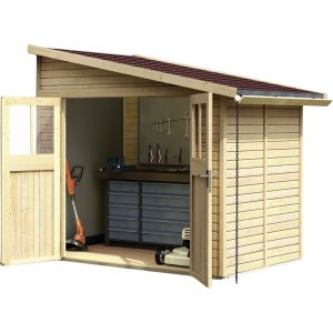 Gartenhaus Holz BOMLITZ 2 181 x 181 m 19 mm Anbauschuppen Naturbelassen