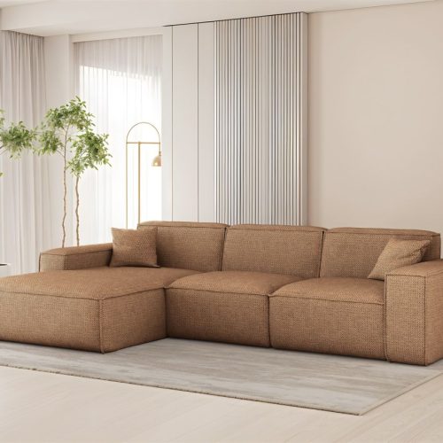 Ecksofa Designersofa Celes Premium In Stoff Artico Rostbraun Ottomane Links