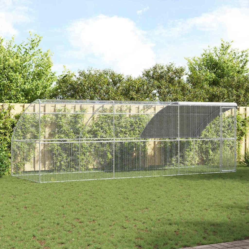 Vidaxl Chicken Cage 3 Pcs Silver 600 X 200 X 200 Cm Steel And Pe