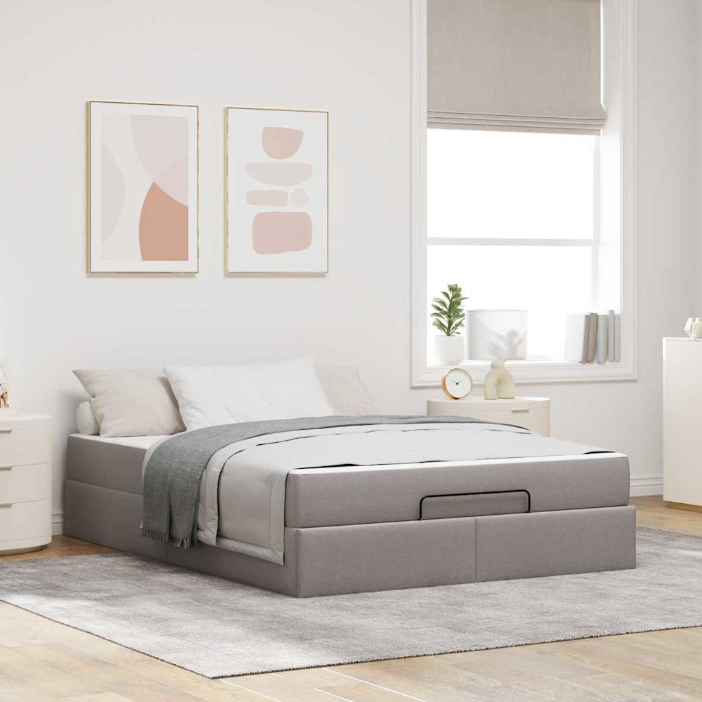 Bettgestell Mit Matratze Taupe 140 X 200 Cm Stoff Vidaxl
