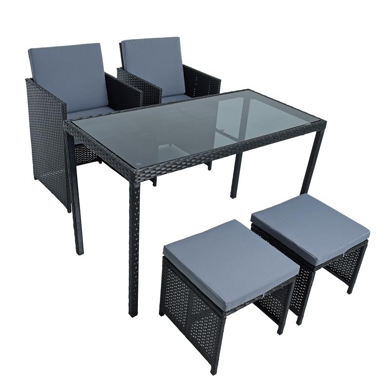 Estexo - Sitzgruppe Gartenmöbel Set Rattanmöbel 4 Personen Polyrattan Gartenset Schwarz