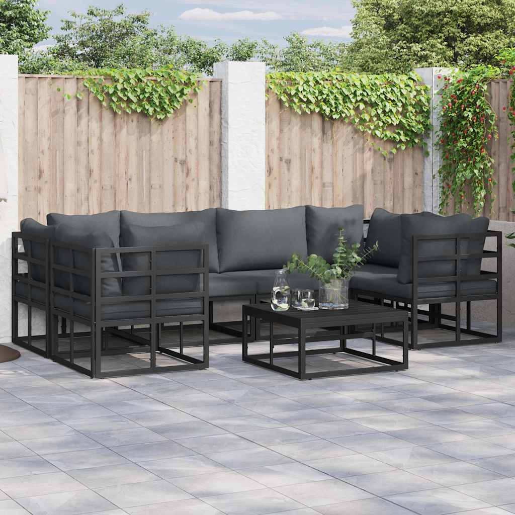 Garten-sofa-set 7 Pcs Schwarz Aluminium Vidaxl Garten-sofa-set 7 Pcs Schwarz Aluminium Vidaxl