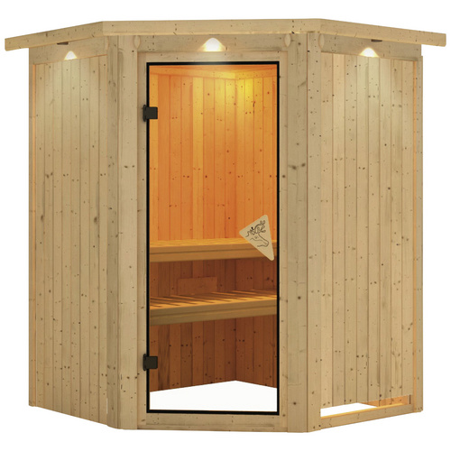 KARIBU Sauna »Wolmar«, für 3 Personen, ohne Ofen – beige