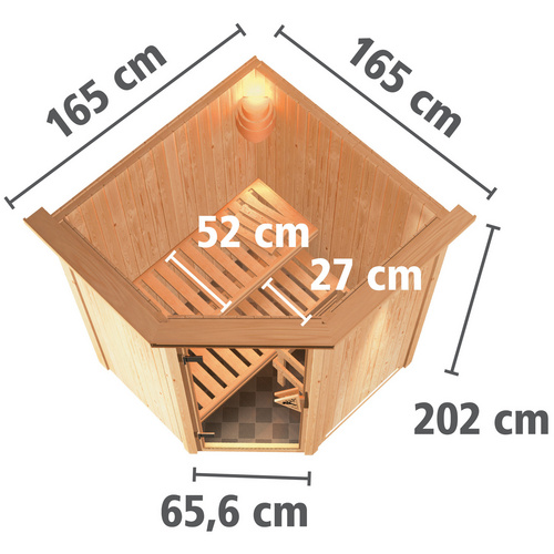 KARIBU Sauna »Wolmar«, für 3 Personen, ohne Ofen – beige