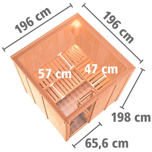 KARIBU Sauna »Valga«, inkl. 9 kW Saunaofen mit integrierter Steuerung, für 4 Personen - beige - Gallery 6 KARIBU Sauna »Valga«, inkl. 9 kW Saunaofen mit integrierter Steuerung, für 4 Personen - beige