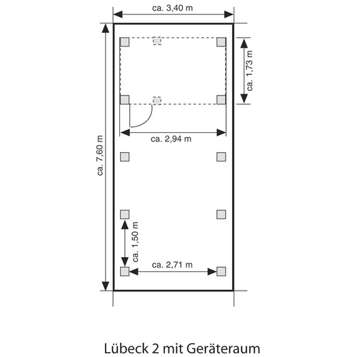 Mr. GARDENER Einzelcarport »Lübeck 2«, Außenmaß BxT: 340 x 760 cm, braun, Holzart: Kiefer