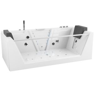 TroniTechnik Whirlpool Badewanne MYKONOS 180cm x 88cm mit Heizung, Wasserfall, Hydromassage und Farblichtherapie