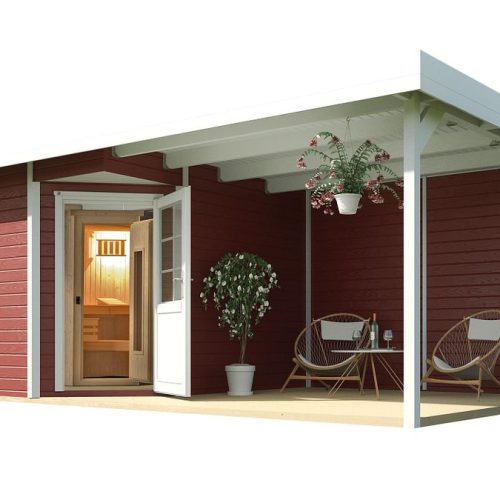 Weka Blockbohlen Saunahaus Salo 2 (mit 295 cm Anbau) inkl. Elementsauna-schwedenrot 9 kW Saunaofen OS inkl. Steuerung Weka Blockbohlen Saunahaus Salo 2 (mit 295 cm Anbau) inkl. Elementsauna-schwedenrot 9 kW Saunaofen OS inkl. Steuerung