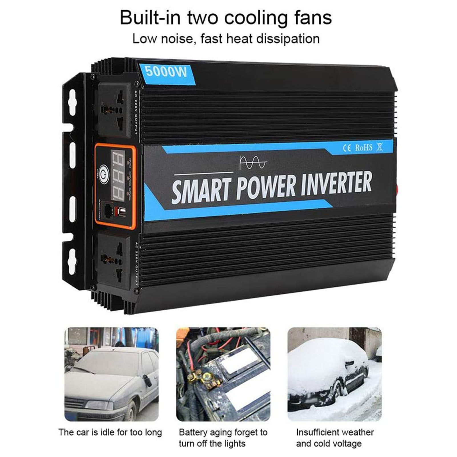 Zoternen - 5000 W Modifizierter Sinuswellen-wechselrichter, 10000 W Spitzenleistung, 12 V Dc, 220 V Ac Für Wohnmobile Zoternen - 5000 W Modifizierter Sinuswellen-wechselrichter, 10000 W Spitzenleistung, 12 V Dc, 220 V Ac Für Wohnmobile