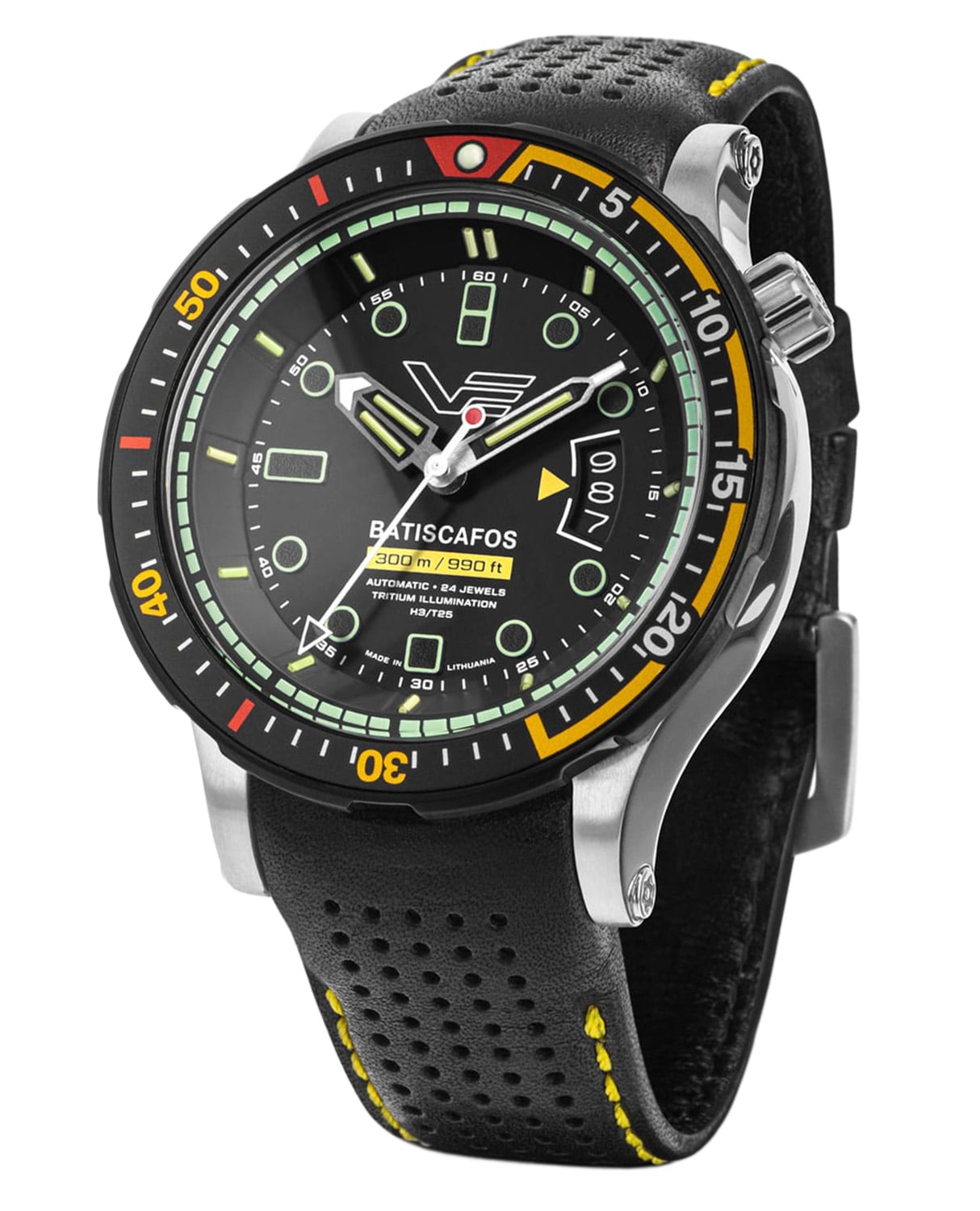 Vostok Europe NH35-511E767-YLW Herrenuhr Taucher Batiscafos Gelb/Schwarz