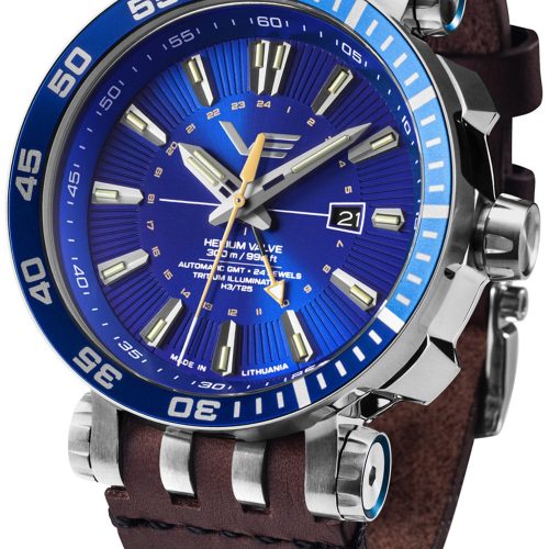 Vostok Europe NH34-575A716BLUE Herrenuhr Automatik GMT Energia Rocket Blau 2 Bänder